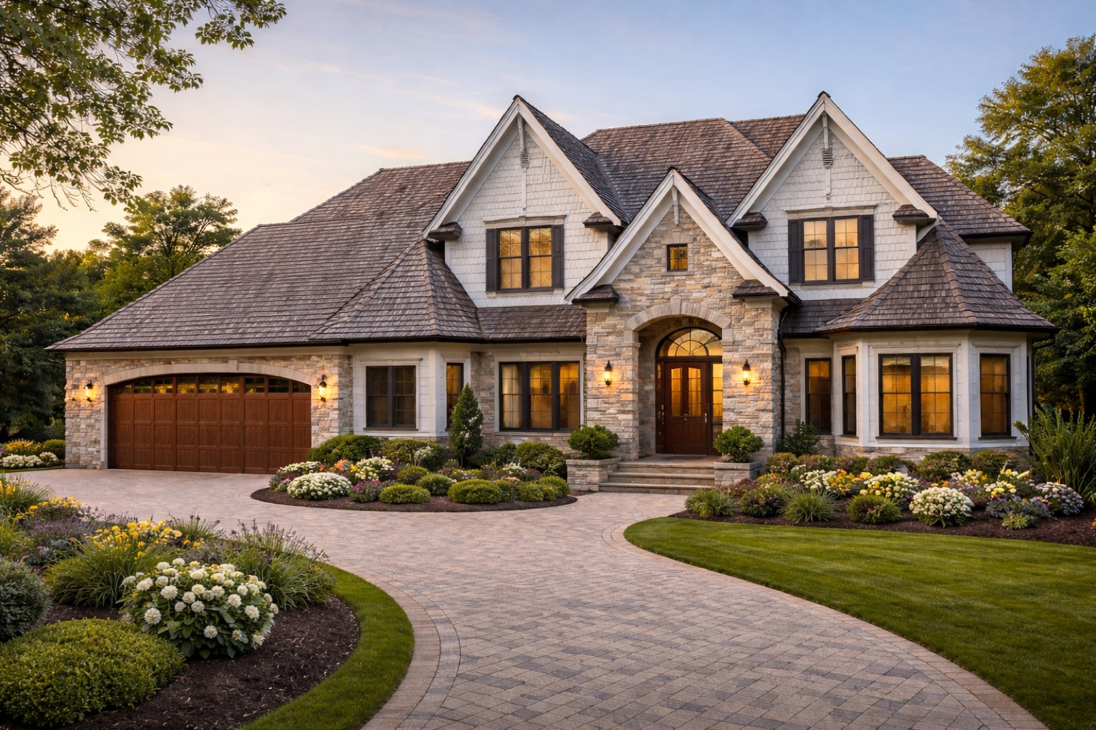 Synthetic shake roof on an upscale suburban home in Crystal Lake, IL